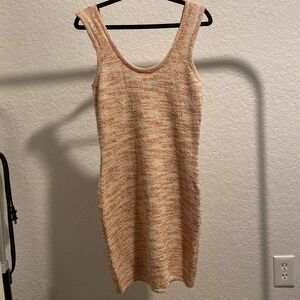 Knit orange and beige mini dress